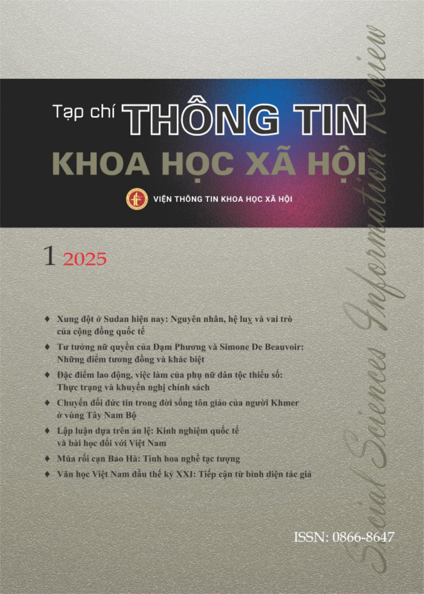 TẠP CHÍ THÔNG TIN KHOA HỌC XÃ HỘI SỐ 1 (2025)