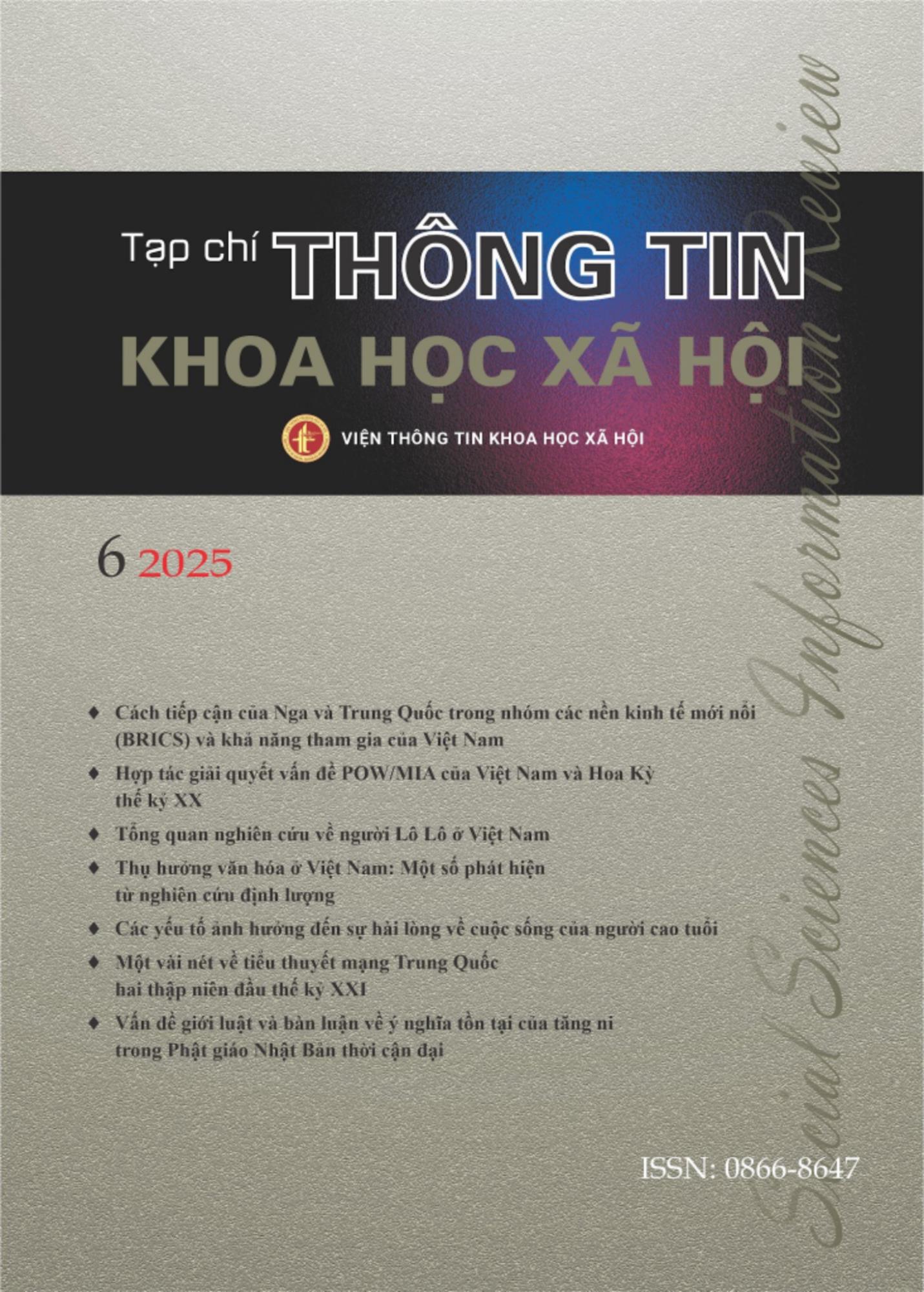 TẠP CHÍ THÔNG TIN KHOA HỌC XÃ HỘI SỐ 6 (2025)   