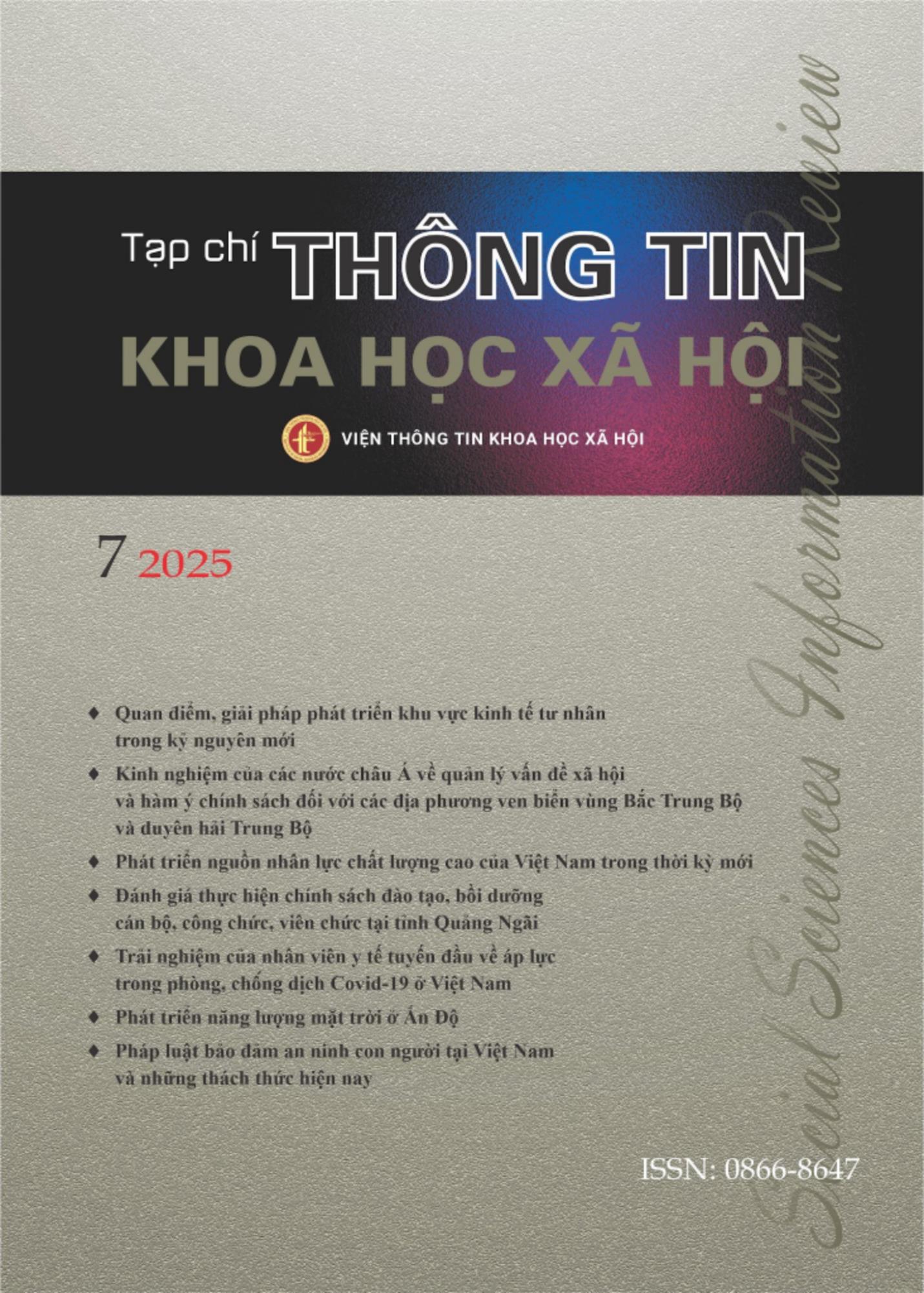 TẠP CHÍ THÔNG TIN KHOA HỌC XÃ HỘI SỐ 7 (2025)
