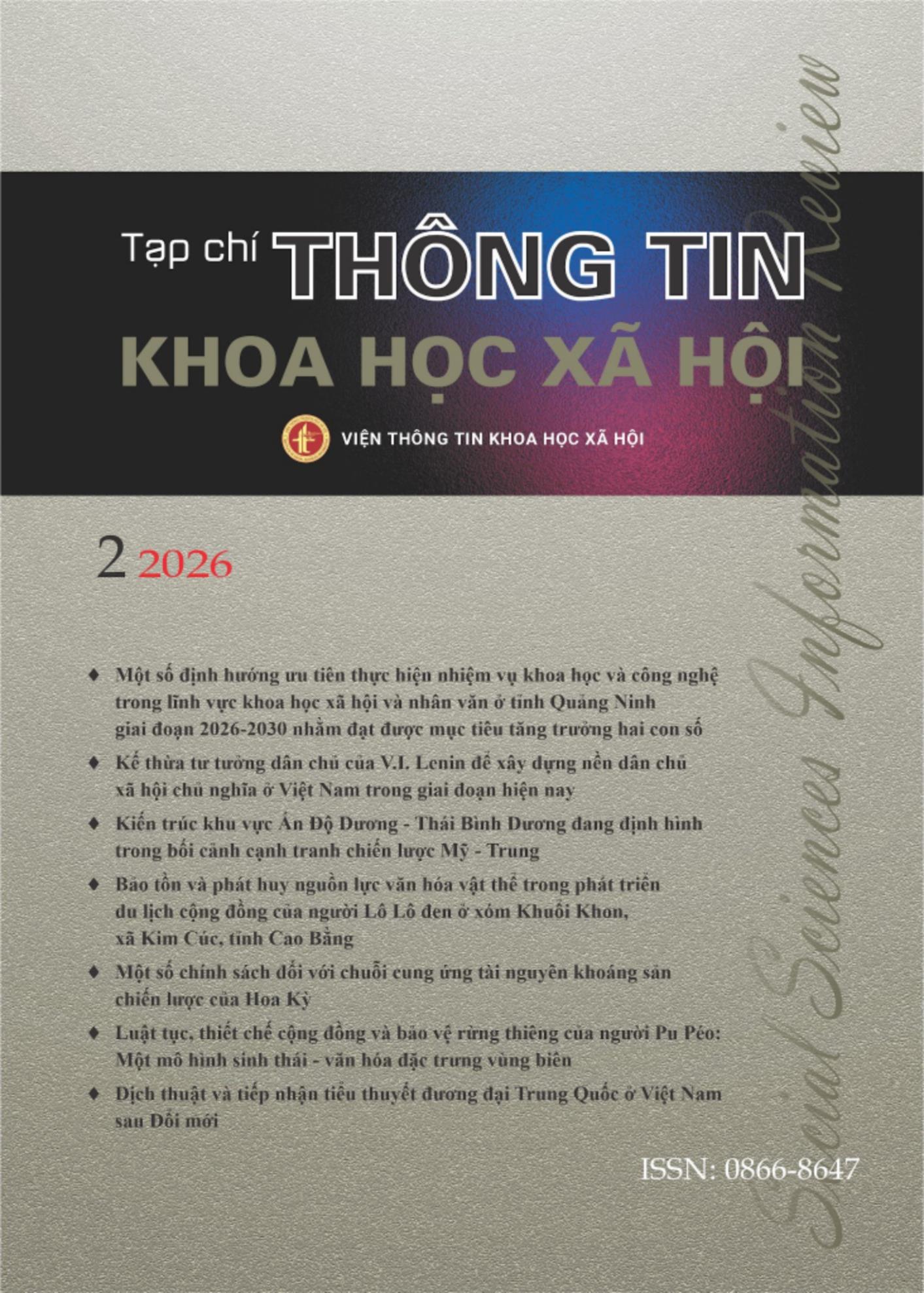 TẠP CHÍ THÔNG TIN KHOA HỌC XÃ HỘI SỐ 2 (2026)